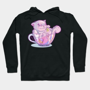 Kit-Tea Funny kitty pun with Cute Pastel Cat and Tea cup Hoodie